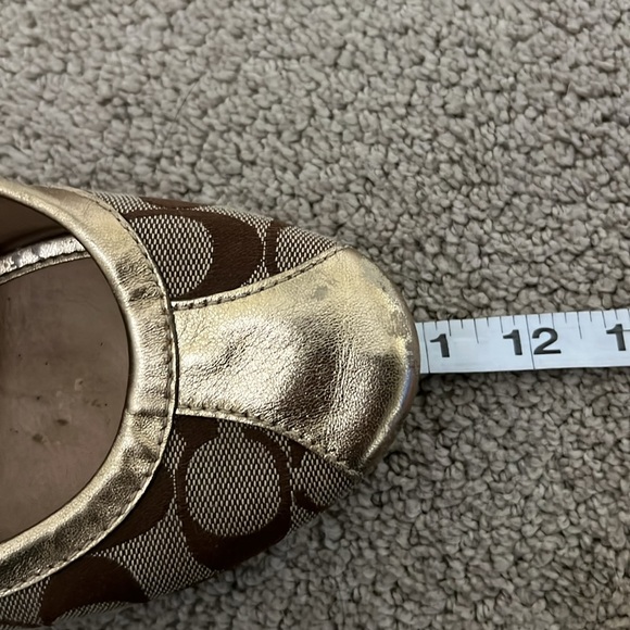 COACH gold ballerina flat ballet shoes with strap - Picture 14 of 14